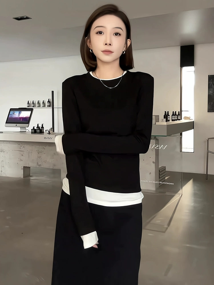 Women's Vest Black Color-Block Casual Layered Hoodie for Layering in Spring Streetwear Fall Travel and Weekend Everyday