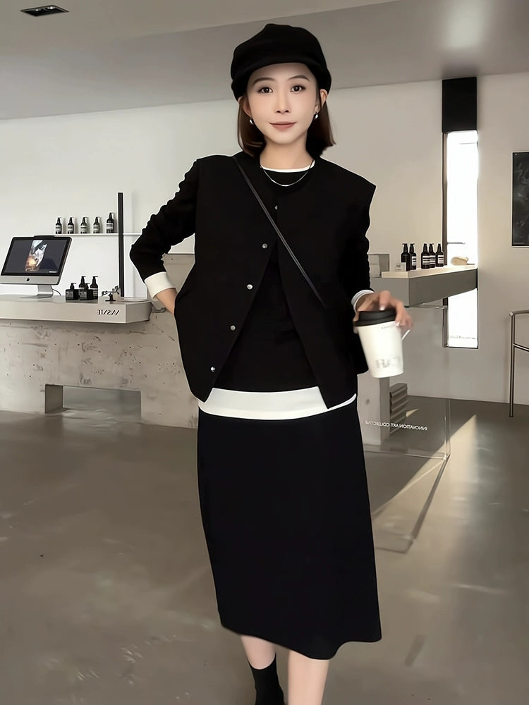 Women's Vest Black Color-Block Casual Layered Hoodie for Layering in Spring Streetwear Fall Travel and Weekend Everyday
