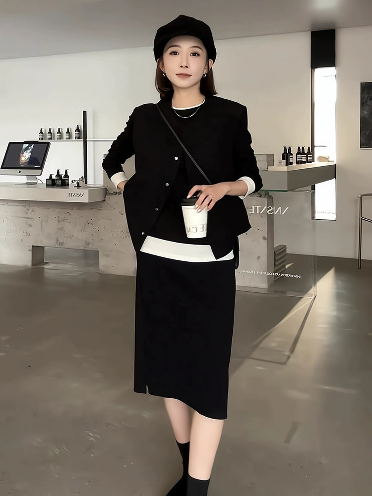 Women's Vest Black Color-Block Casual Layered Hoodie for Layering in Spring Streetwear Fall Travel and Weekend Everyday