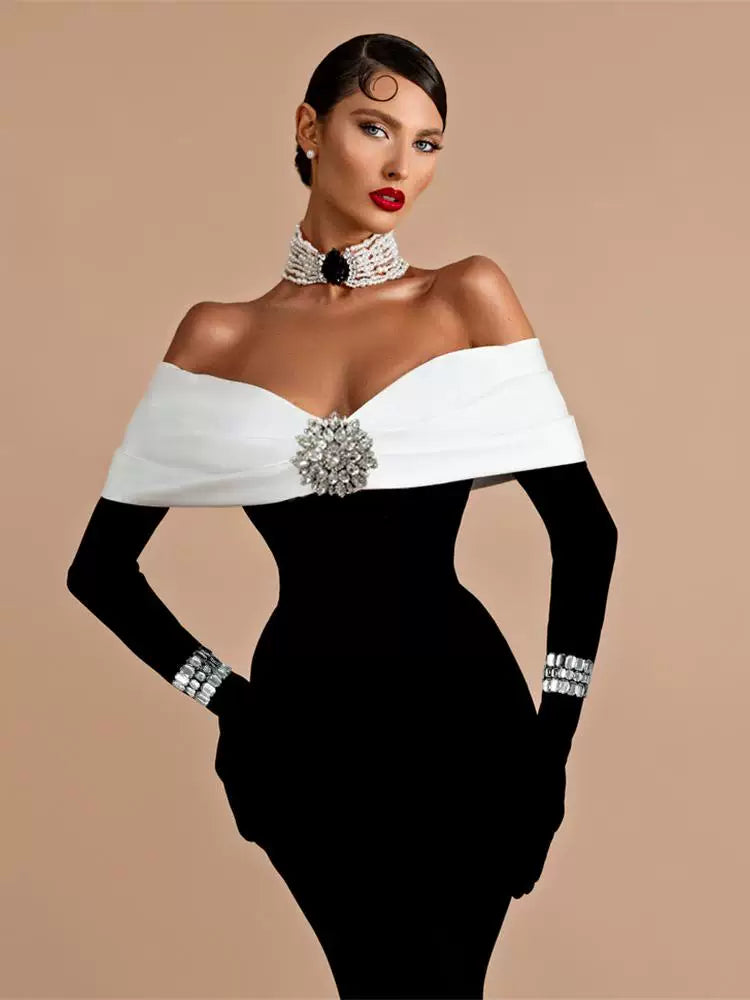 Women's Color-block Designer Retro Evening Dress Formal Midi Dress Party Dress Formal Party Wedding Guest Dress