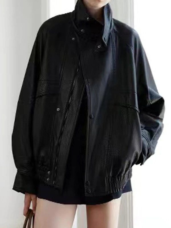 Women's Fall Winter Lapel Leather Oversized Jacket Casual Coat for Cold Weather Travel Spring Outdoor Holiday