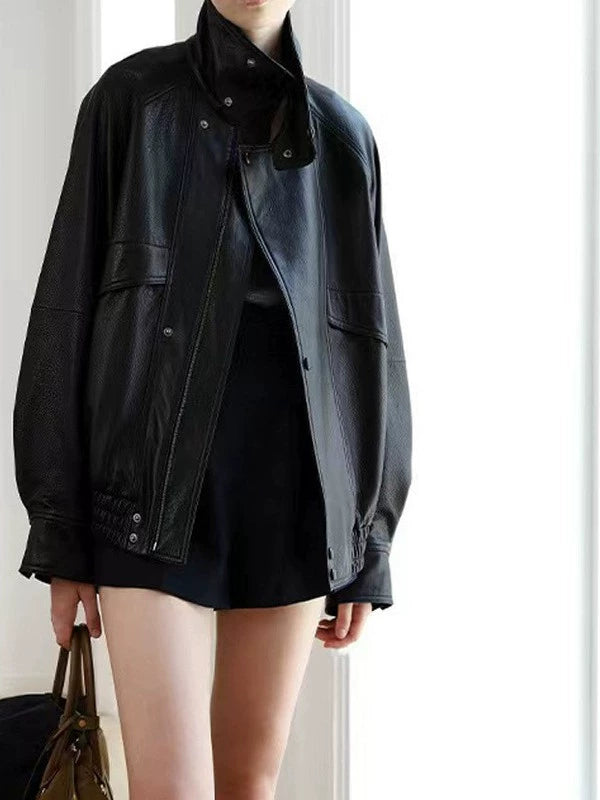 Women's Fall Winter Lapel Leather Oversized Jacket Casual Coat for Cold Weather Travel Spring Outdoor Holiday