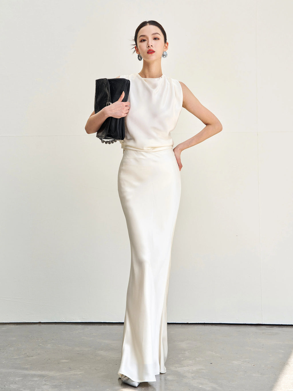 Women's Longline Open-Back Mermaid Two-Piece Set for Office Workwear Wedding Guest Business Casual Travel Weekend At Home