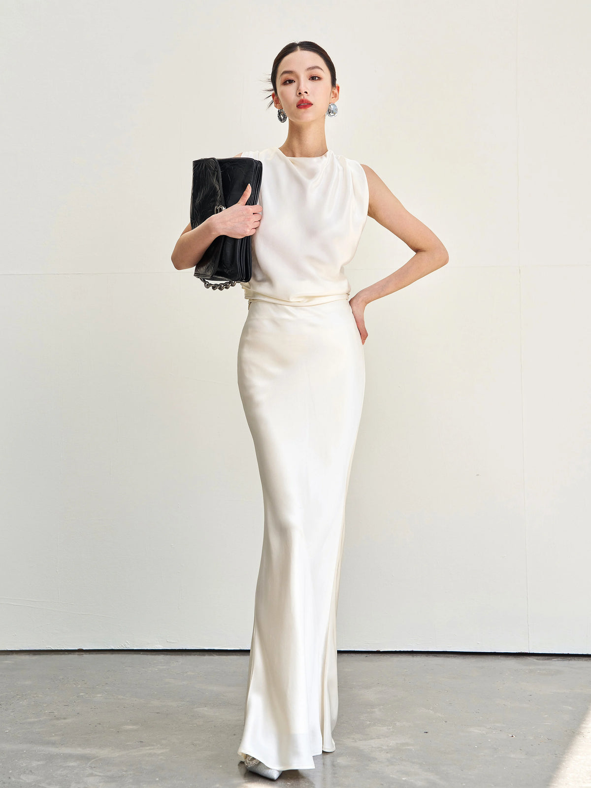 Women's Longline Open-Back Mermaid Two-Piece Set for Office Workwear Wedding Guest Business Casual Travel Weekend At Home