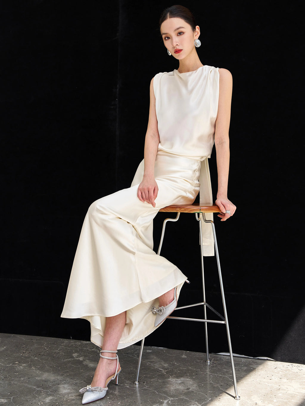 Women's Longline Open-Back Mermaid Two-Piece Set for Office Workwear Wedding Guest Business Casual Travel Weekend At Home