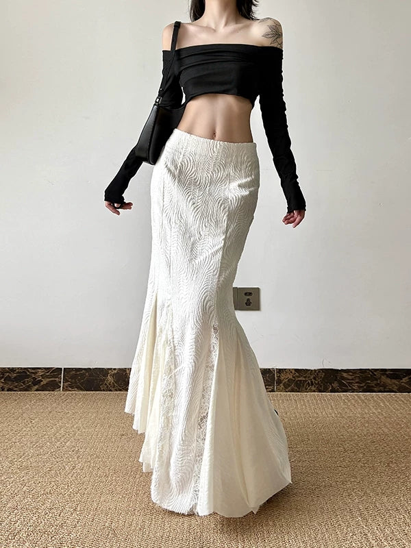 Women's Lace High-waist Slim-fit Cutout French-inspired Mermaid Evening Gown for Black Tie Wedding Guest Cocktail Party Slimming Prom Date Night