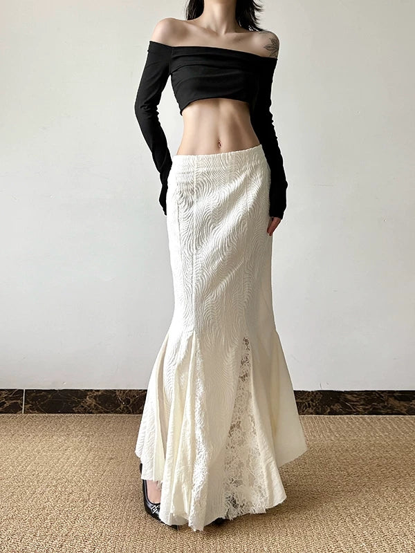 Women's Lace High-waist Slim-fit Cutout French-inspired Mermaid Evening Gown for Black Tie Wedding Guest Cocktail Party Slimming Prom Date Night