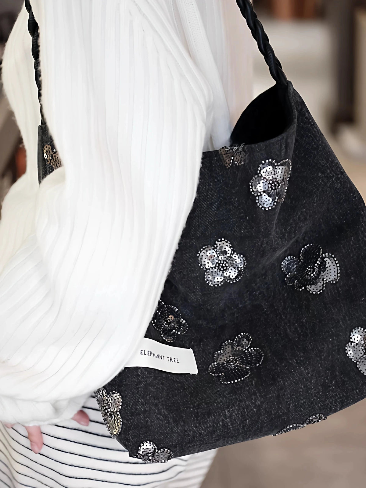 Women's Large-capacity Canvas Glitter Fall Winter Black Office Designer Luxe Workwear Tote Bag Shoulder Crossbody Purse Work Travel Everyday Purse