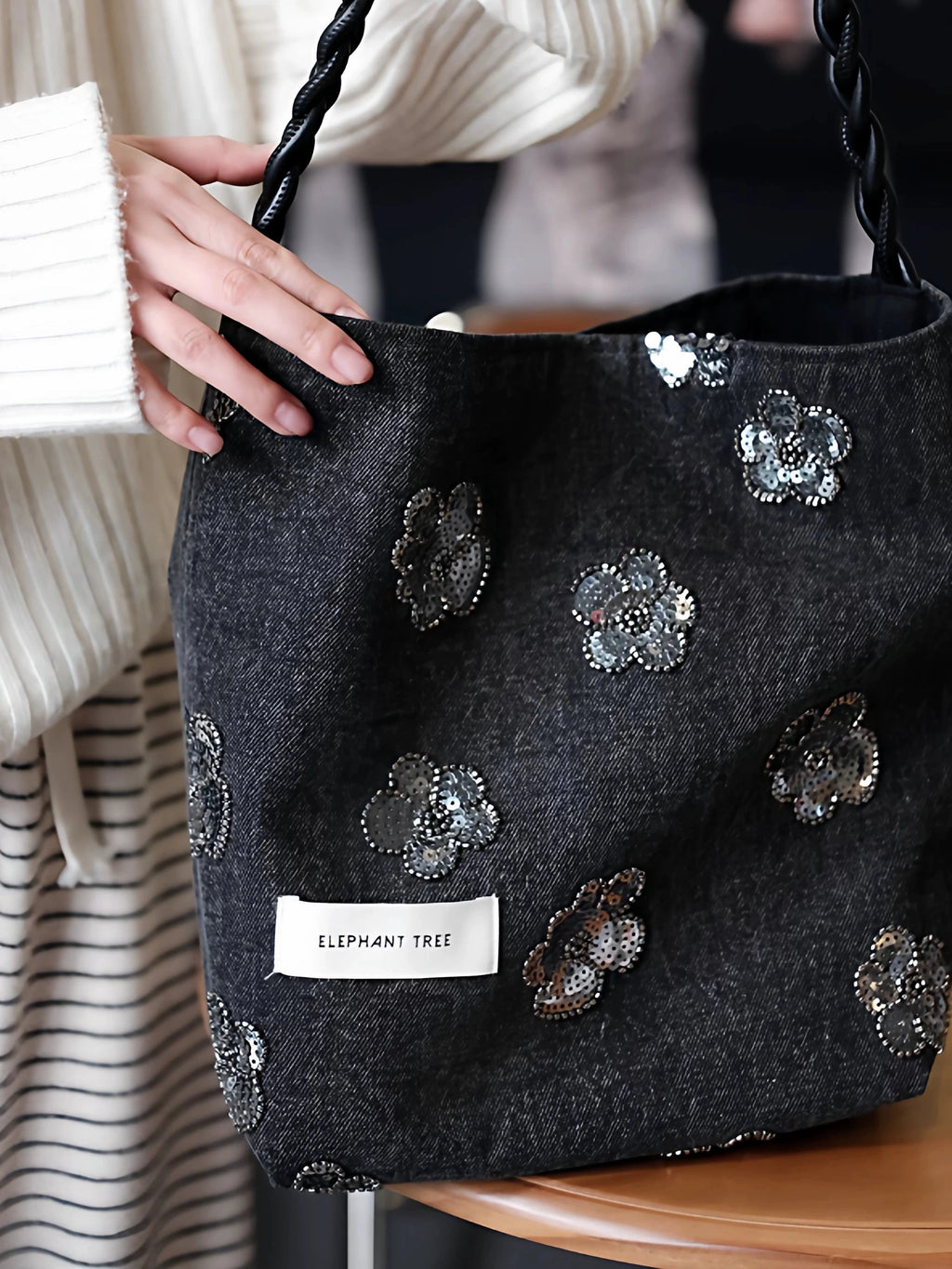 Women's Large-capacity Canvas Glitter Fall Winter Black Office Designer Luxe Workwear Tote Bag Shoulder Crossbody Purse Work Travel Everyday Purse