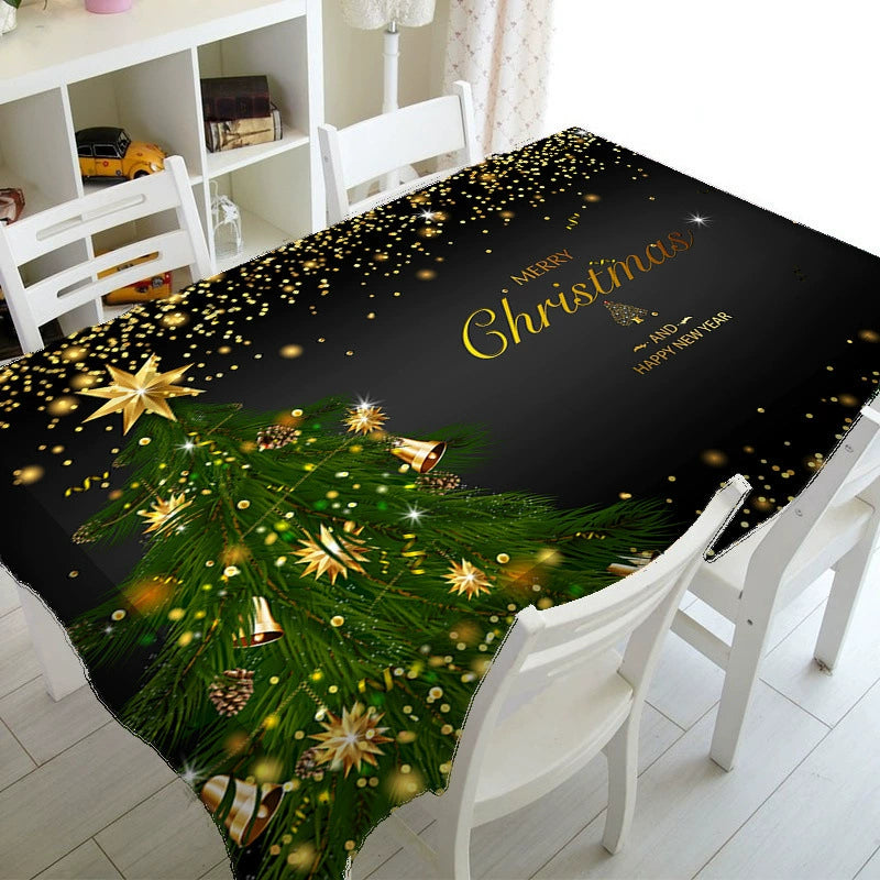Red Christmas Tablecloth, Festive Rectangle Dining Cover for Christmas Dinner and Winter Parties