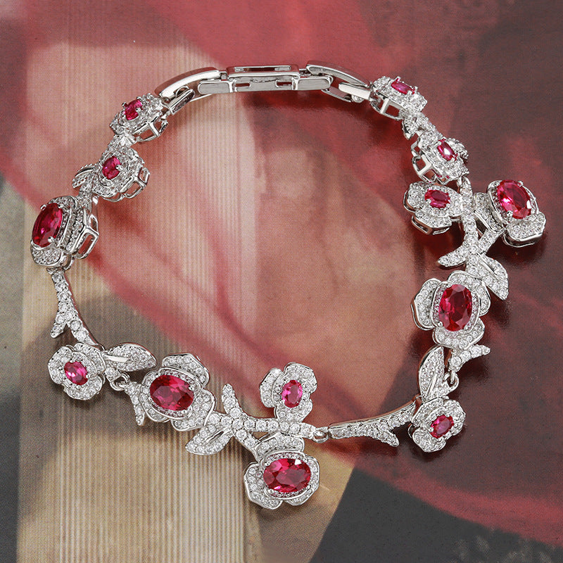 Cubic zirconia floral bracelet by Yoshan