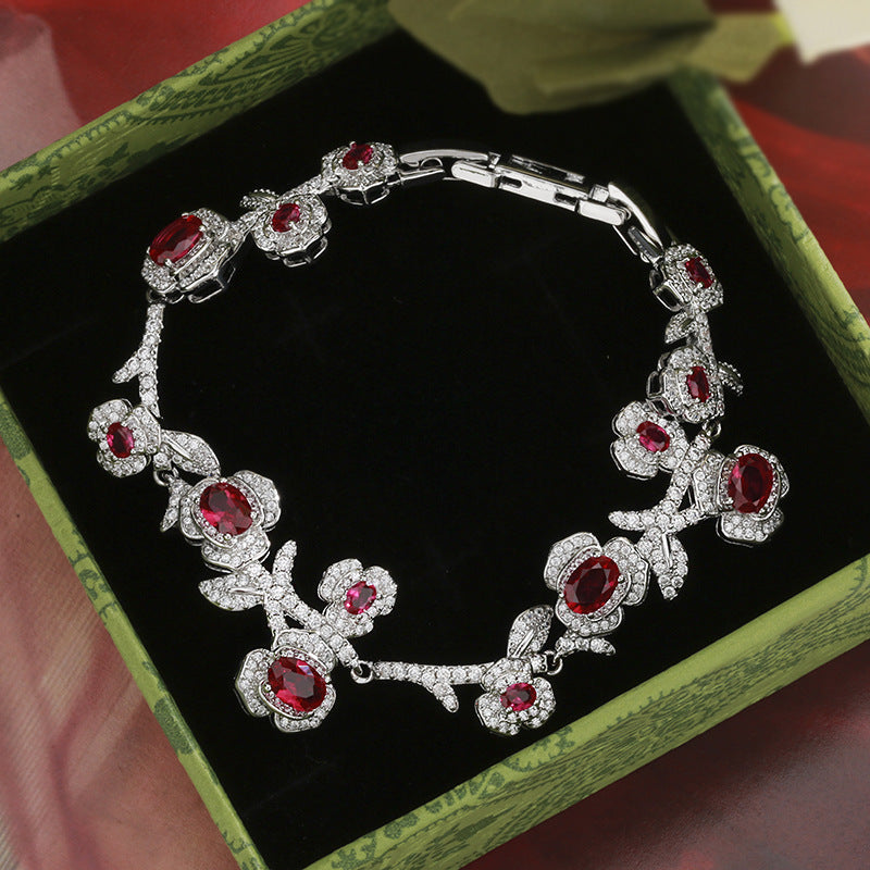 Cubic zirconia floral bracelet by Yoshan, detail view 6