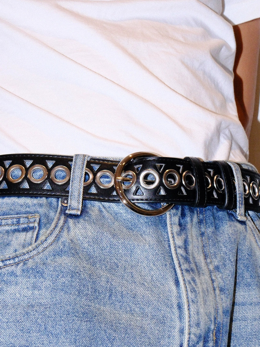Women's Minimalist Studded Cutout No-hole Belt Retro Waist Gift Party Versatile Designer