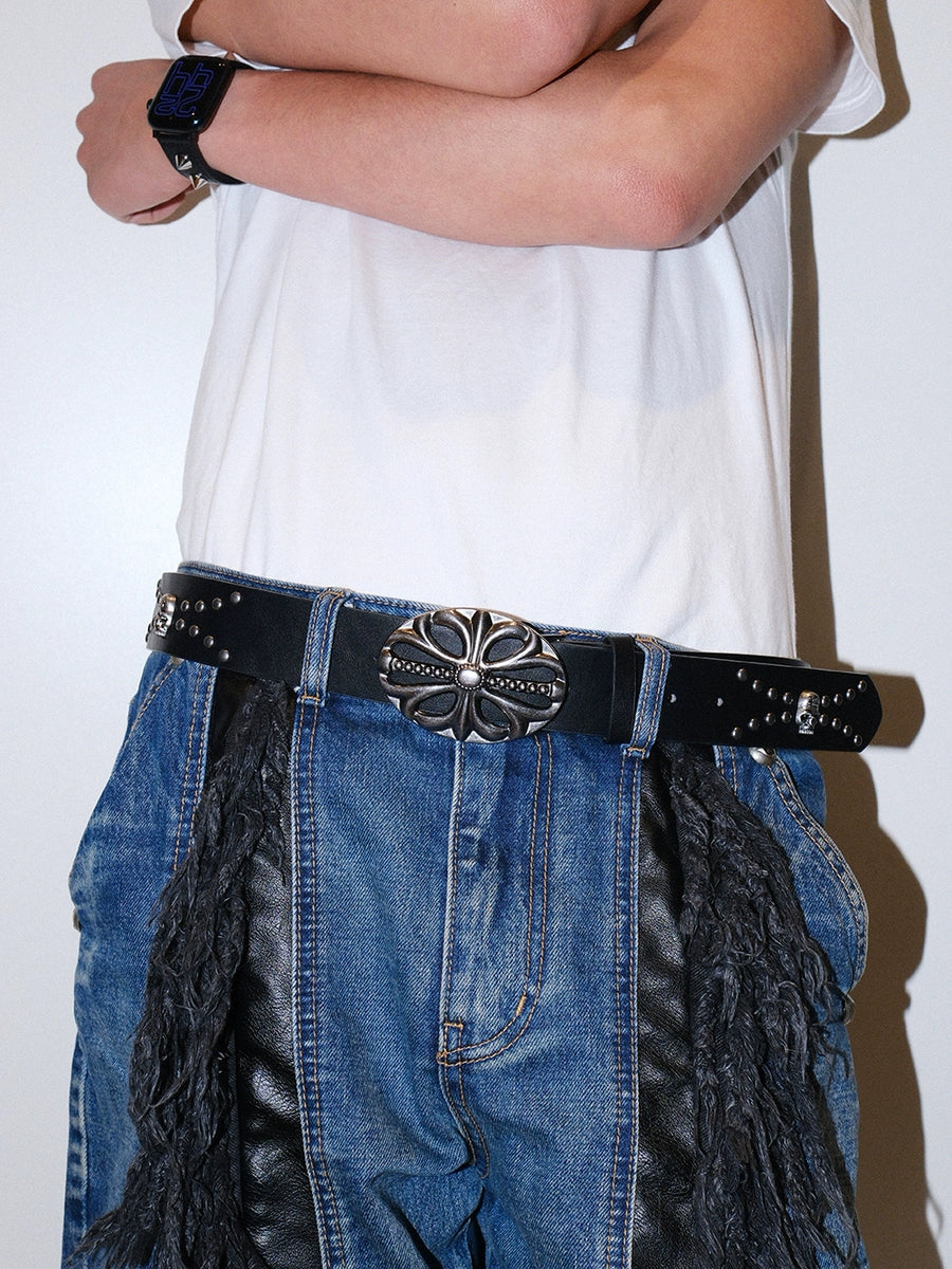 Women's Y2k Punk Embossed Skull Studded Metal Jeans Belt Waist Everyday Wear Designer