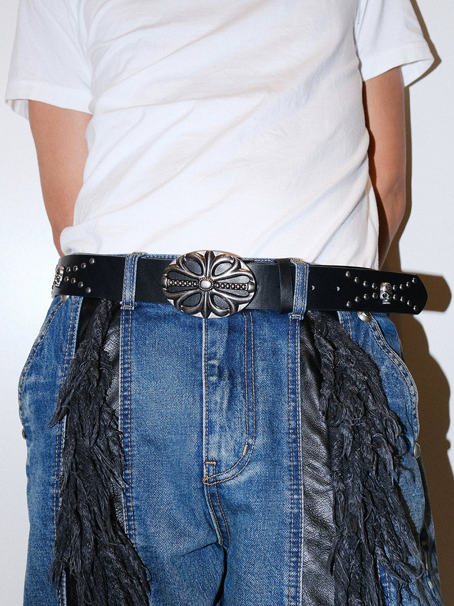 Women's Y2k Punk Embossed Skull Studded Metal Jeans Belt Waist Everyday Wear Designer