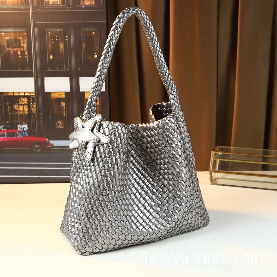 Women's Large-Capacity Woven Commute Office Workwear Casual Tote Bag Shoulder Crossbody Purse Work and Travel School