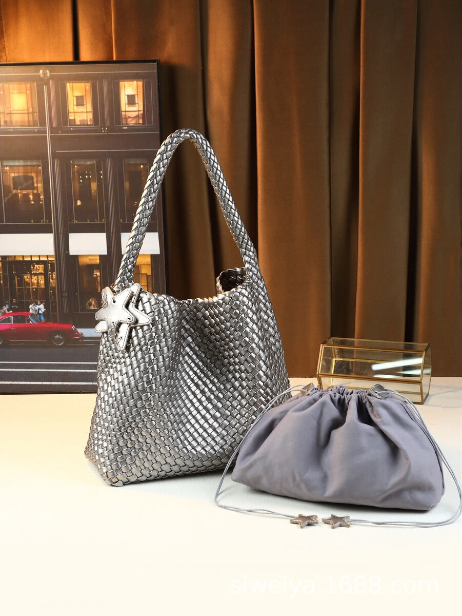 Women's Large-Capacity Woven Commute Office Workwear Casual Tote Bag Shoulder Crossbody Purse Work and Travel School