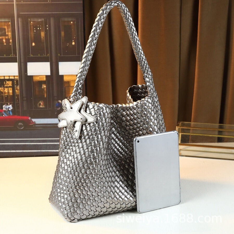 Women's Large-Capacity Woven Commute Office Workwear Casual Tote Bag Shoulder Crossbody Purse Work and Travel School
