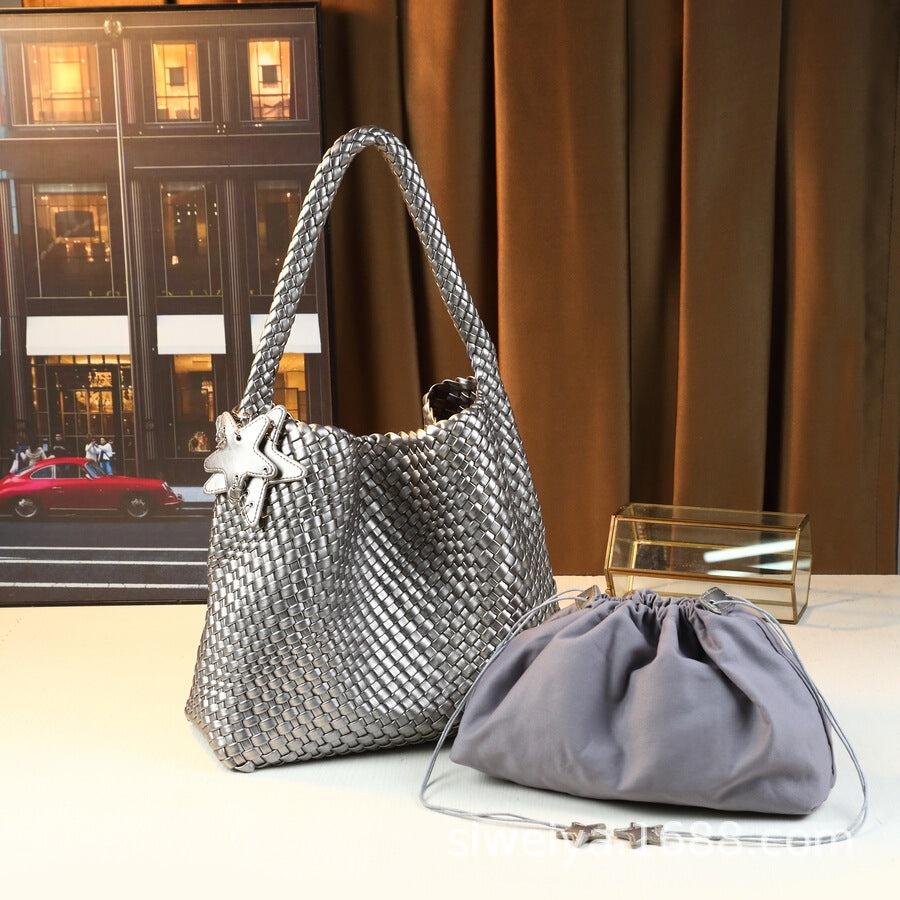 Women's Large-Capacity Woven Commute Office Workwear Casual Tote Bag Shoulder Crossbody Purse Work and Travel School