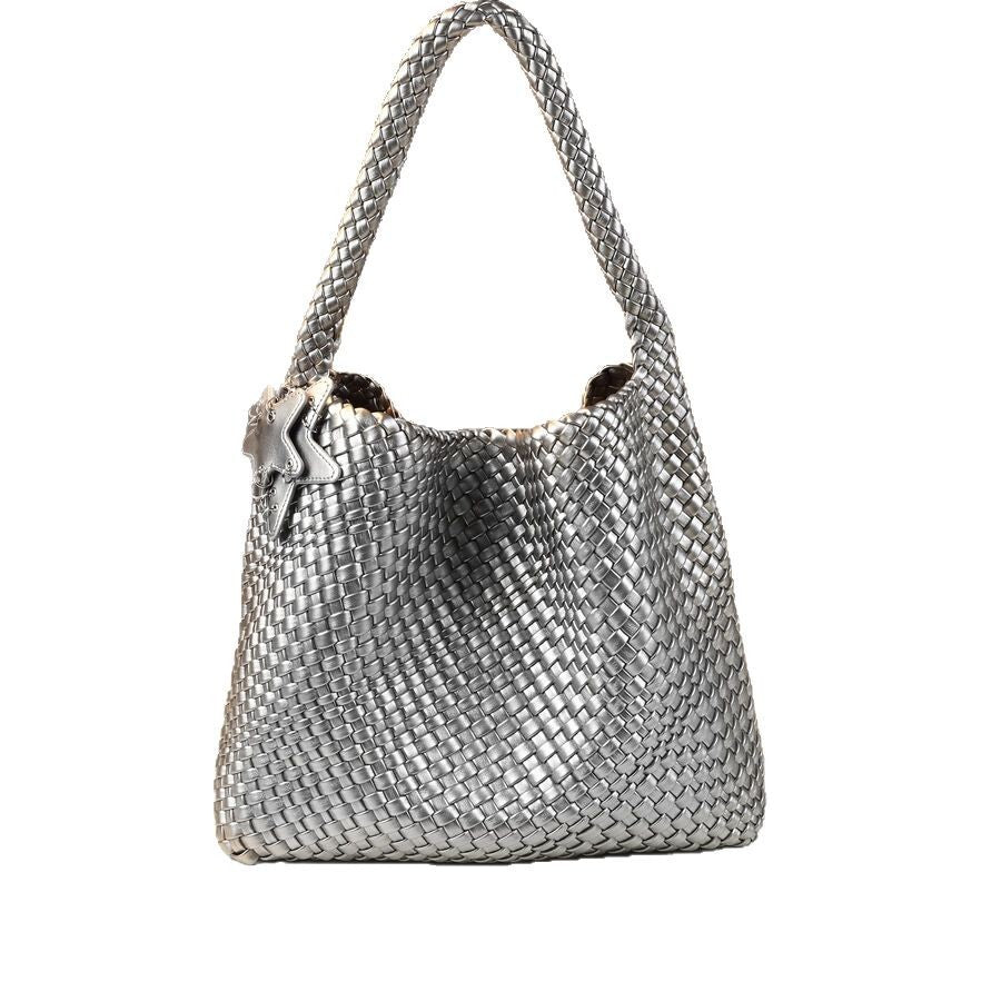 Women's Large-Capacity Woven Commute Office Workwear Casual Tote Bag Shoulder Crossbody Purse Work and Travel School