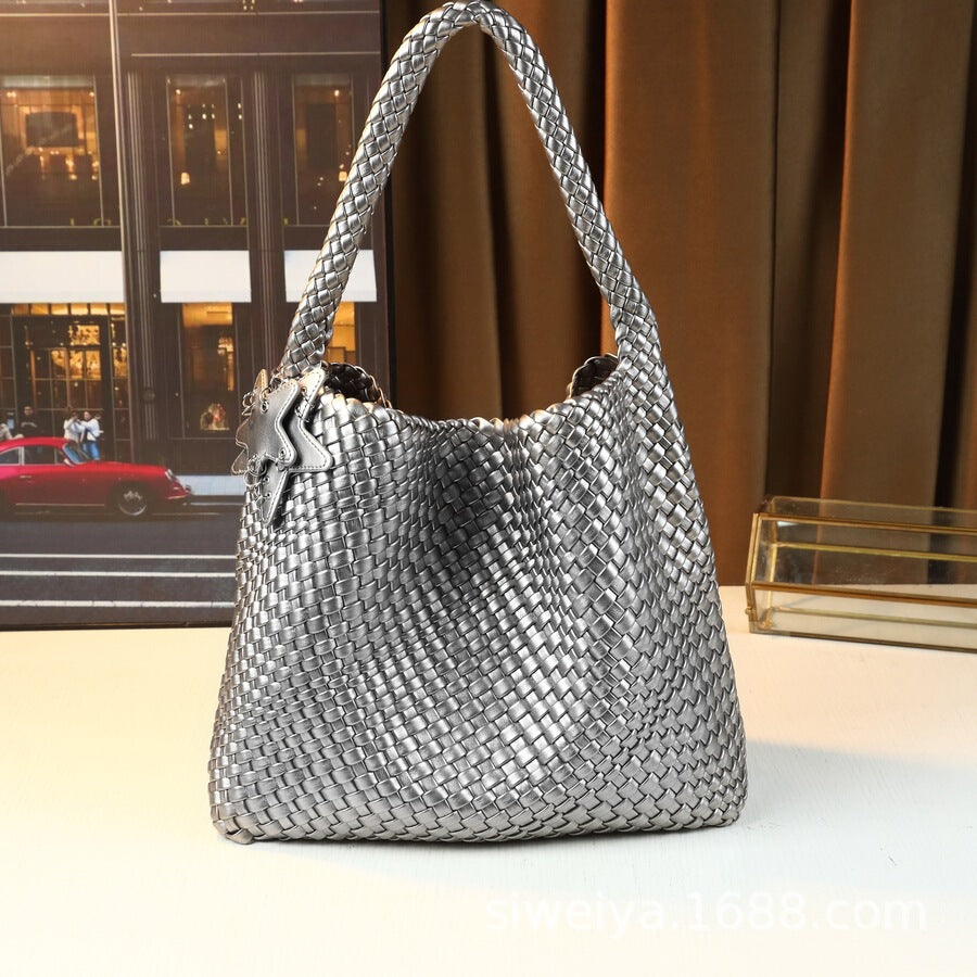 Women's Large-Capacity Woven Commute Office Workwear Casual Tote Bag Shoulder Crossbody Purse Work and Travel School