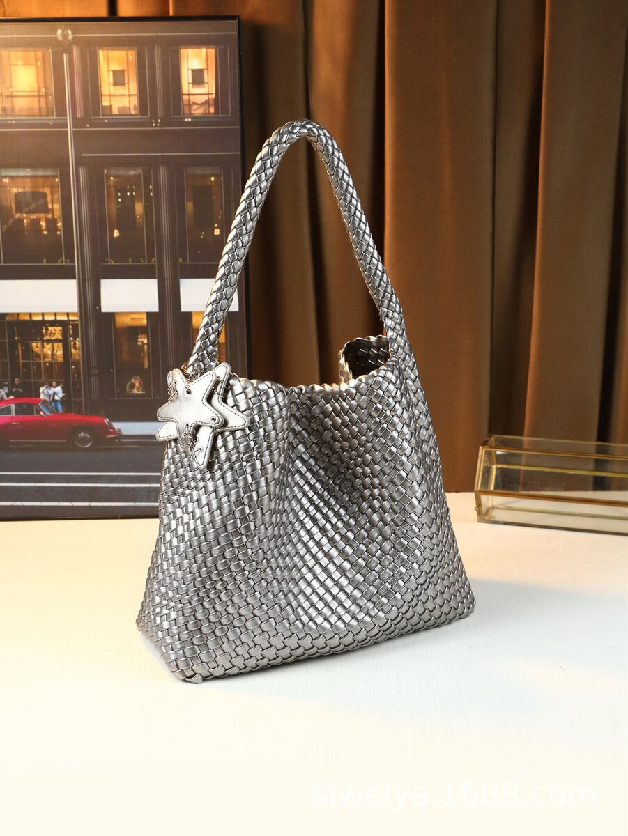 Women's Large-Capacity Woven Commute Office Workwear Casual Tote Bag Shoulder Crossbody Purse Work and Travel School