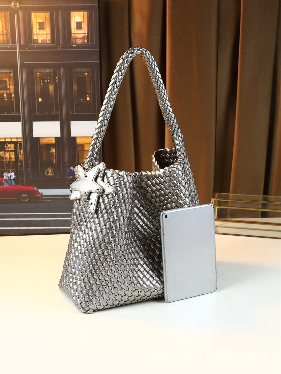 Women's Large-Capacity Woven Commute Office Workwear Casual Tote Bag Shoulder Crossbody Purse Work and Travel School