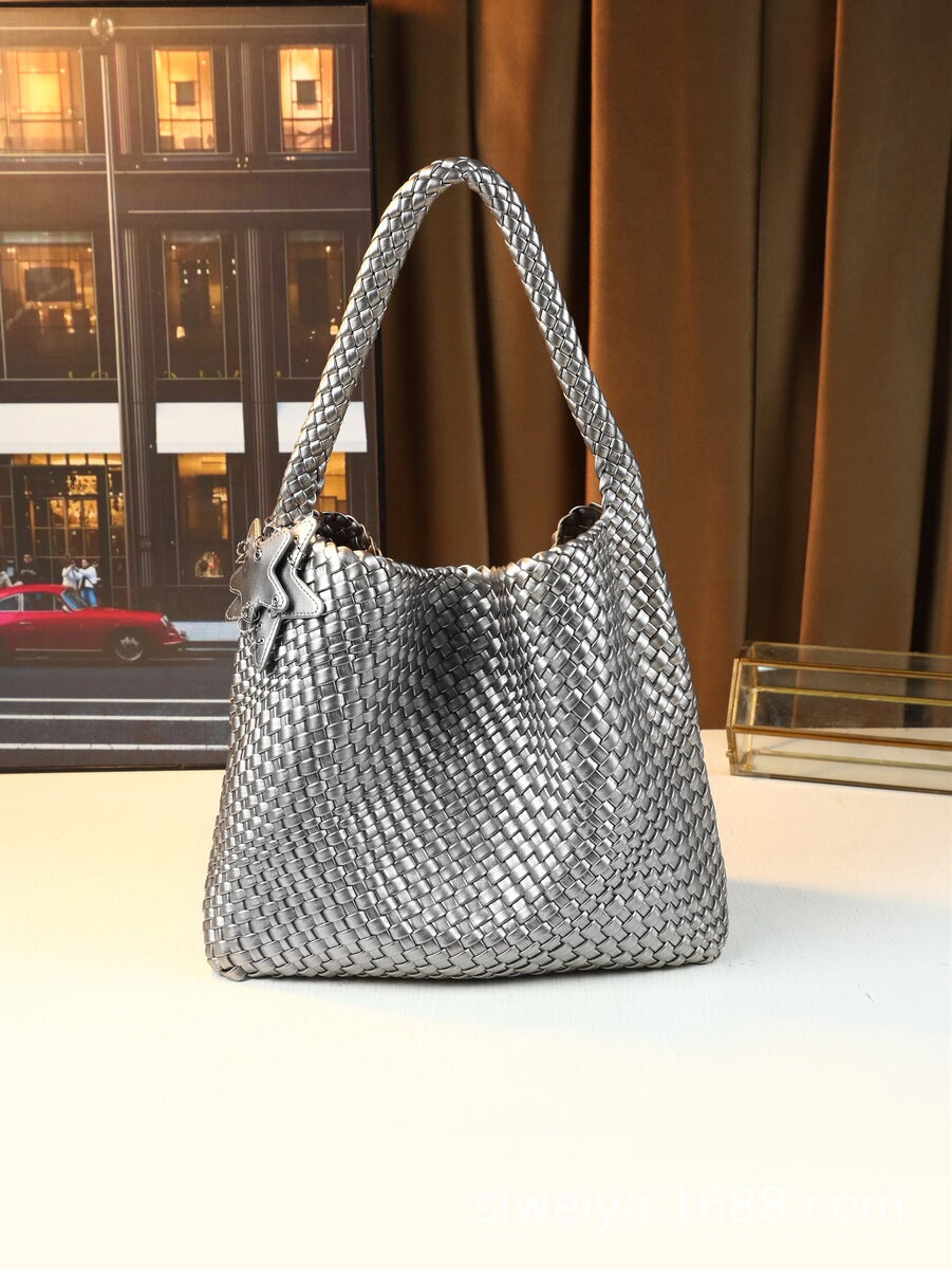 Women's Large-Capacity Woven Commute Office Workwear Casual Tote Bag Shoulder Crossbody Purse Work and Travel School