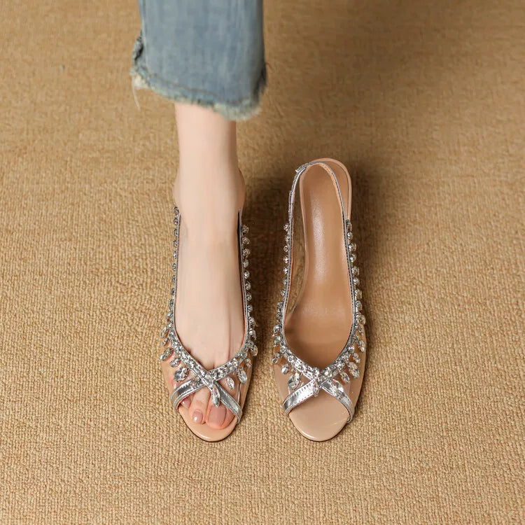 Women's Clear Open Toe Crystal Wedge High Heel French-Inspired Sandals for Summer Weddings Beach Vacation Everyday Wear Travel Office