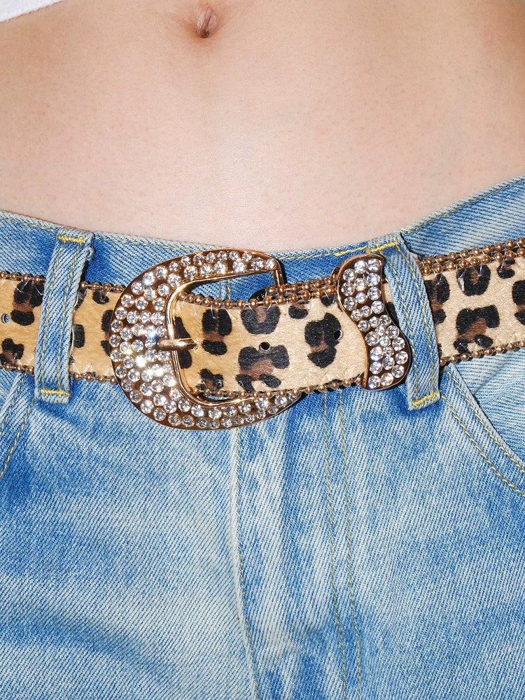 Women's Y2k Streetwear American-style Leopard Crystal Retro Everyday Jeans Belt for Date Night Gift Party Designer Office Vacation