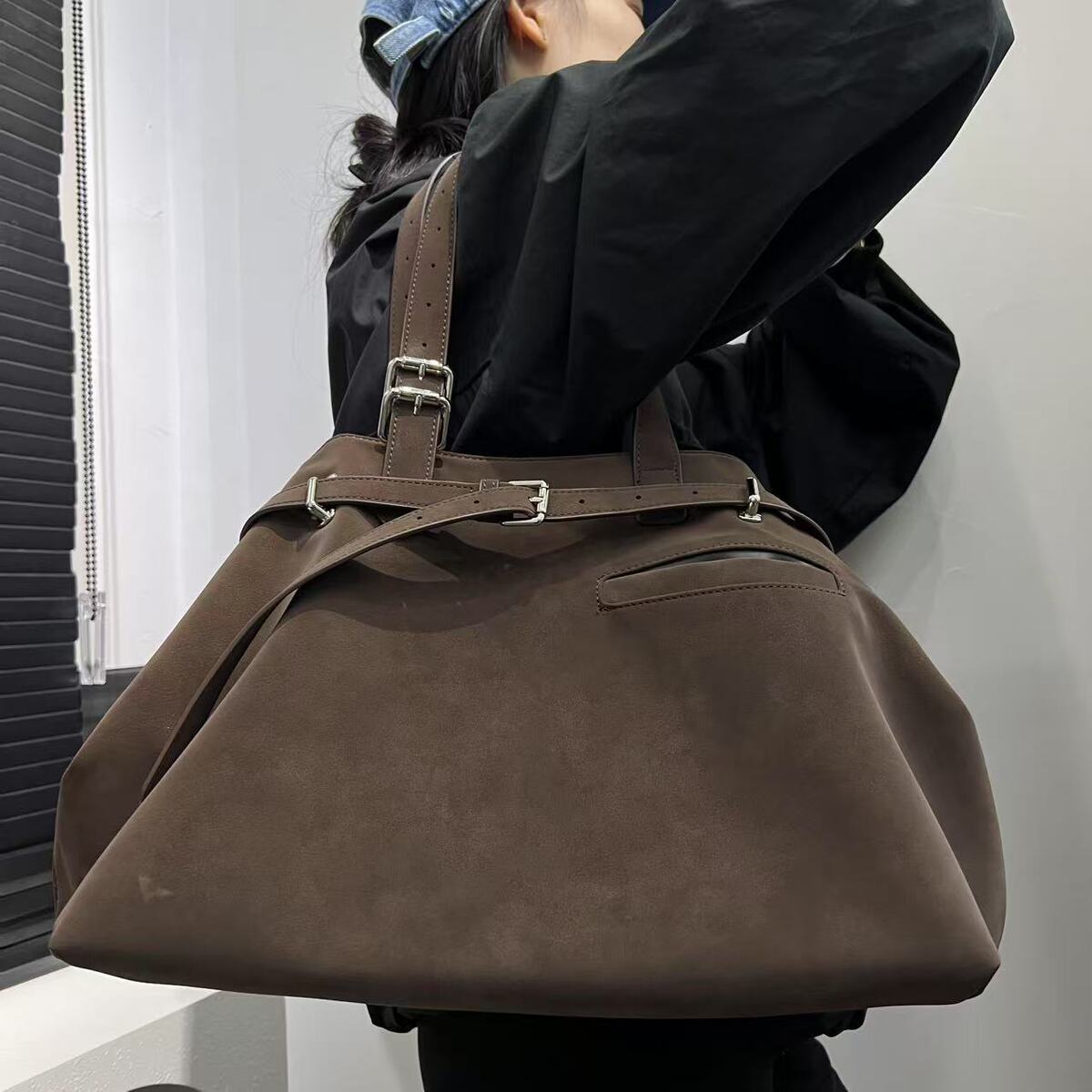 Women's Large-Capacity Y2k Streetwear Oxidized Brown-Tone Tote Bag Shoulder Crossbody Purse Work and Travel Office