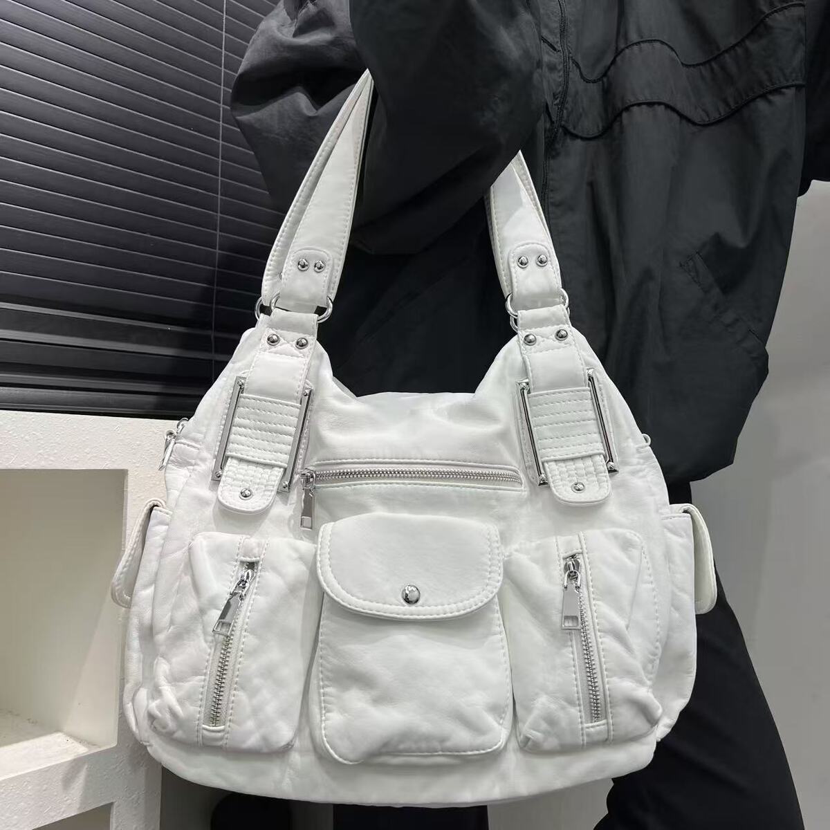 Women's Large-Capacity Y2k Streetwear Retro Tote Bag Shoulder Crossbody Purse Work and Travel Office