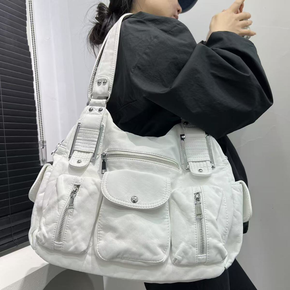Women's Large-Capacity Y2k Streetwear Retro Tote Bag Shoulder Crossbody Purse Work and Travel Office