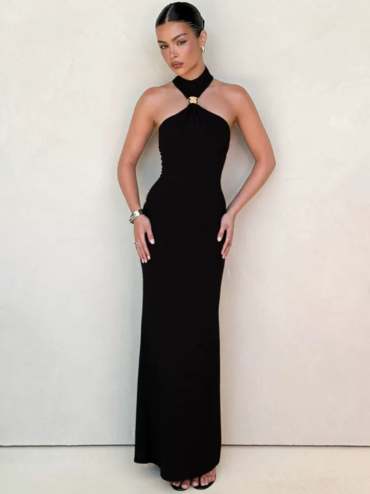 Women's Black Maxi Slimming Elegant Evening Dress Formal Midi Dress Party Dress Formal Party Wedding Guest Dress