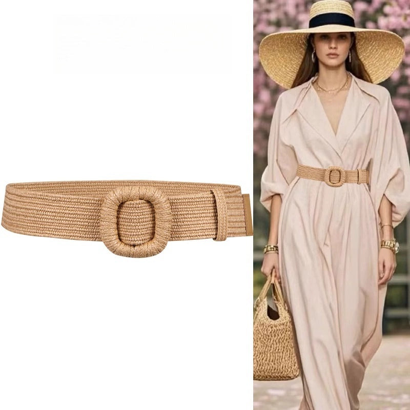 Women's Wide Woven Vacation Waist-defining Boho Slim-waist Dress Belt Waist-cinching Everyday Jeans Versatile