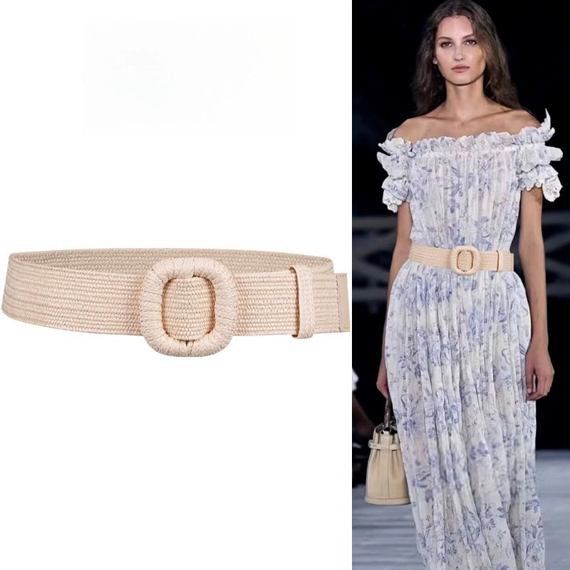Women's Wide Woven Vacation Waist-defining Boho Slim-waist Dress Belt Waist-cinching Everyday Jeans Versatile
