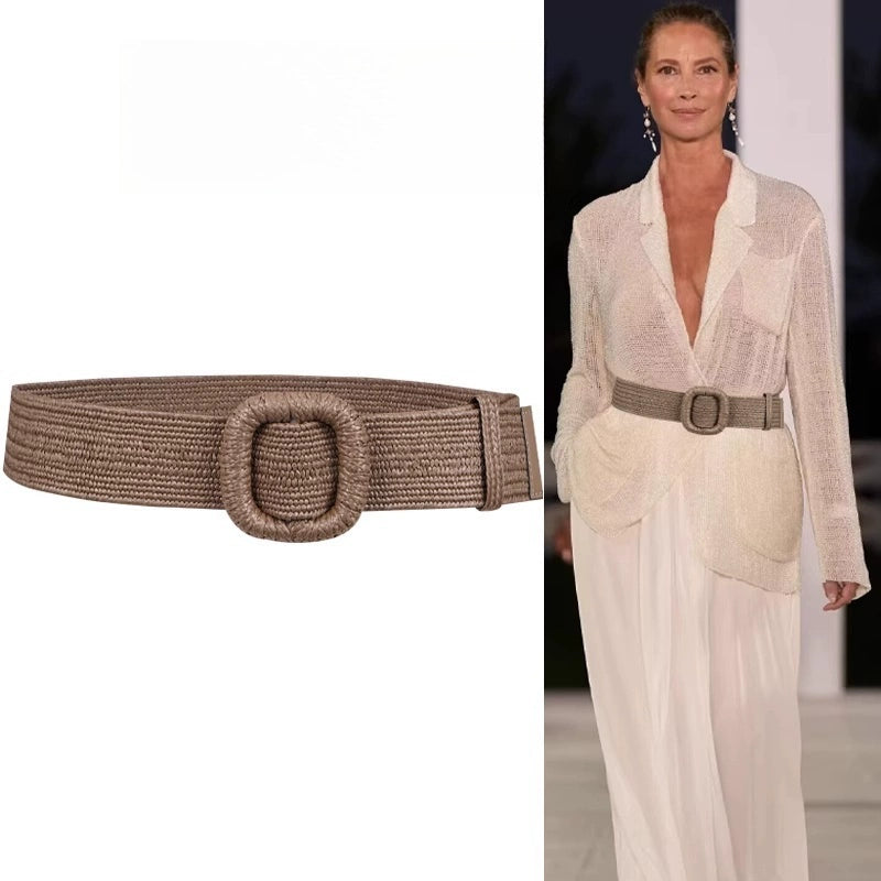 Women's Wide Woven Vacation Waist-defining Boho Slim-waist Dress Belt Waist-cinching Everyday Jeans Versatile