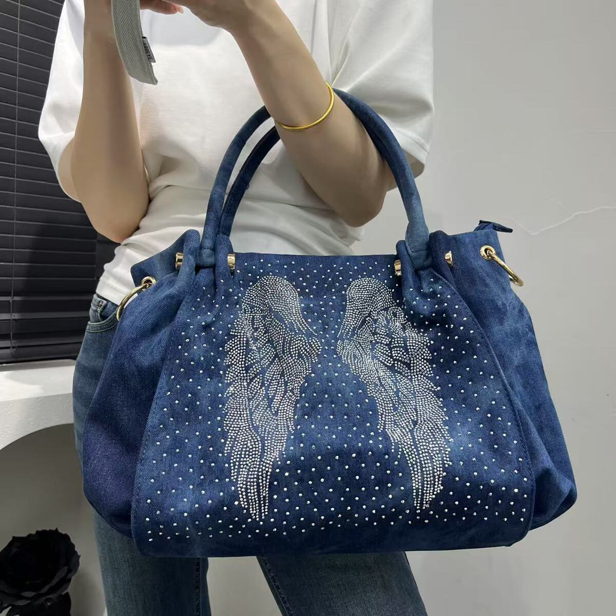 Women's Large-Capacity Washed Retro Tote Bag Shoulder Crossbody Purse Work and Travel Office