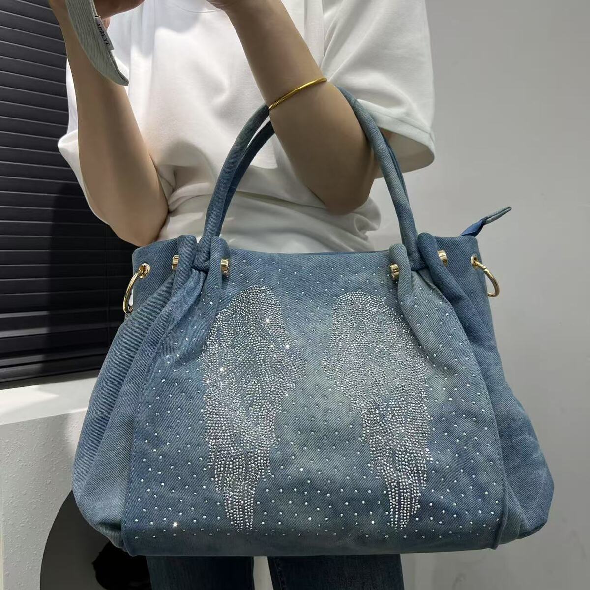 Women's Large-Capacity Washed Retro Tote Bag Shoulder Crossbody Purse Work and Travel Office