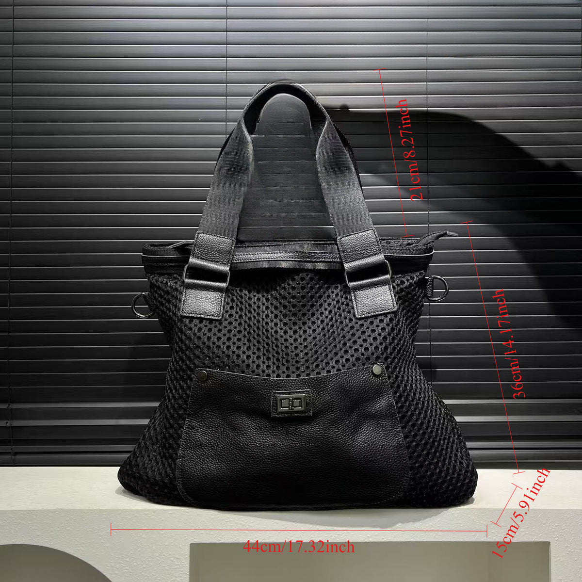 Women's Large-Capacity Lightweight Breathable Mesh Retro Casual Tote Bag Shoulder Crossbody Purse Work and Travel Office