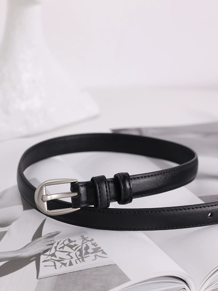 Women's Minimalist Commute Black Office Workwear Waist Belt Everyday Designer Versatile