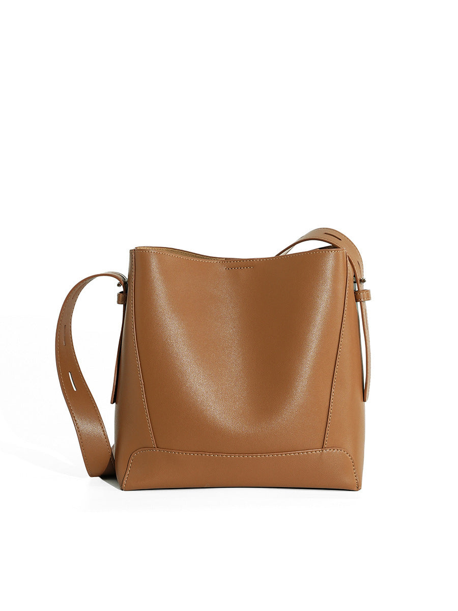 Women's Large-capacity Commute Office Leather Workwear Bucket Bag Drawstring Shoulder Purse Hobo for Everyday Use Travel Premium Versatile