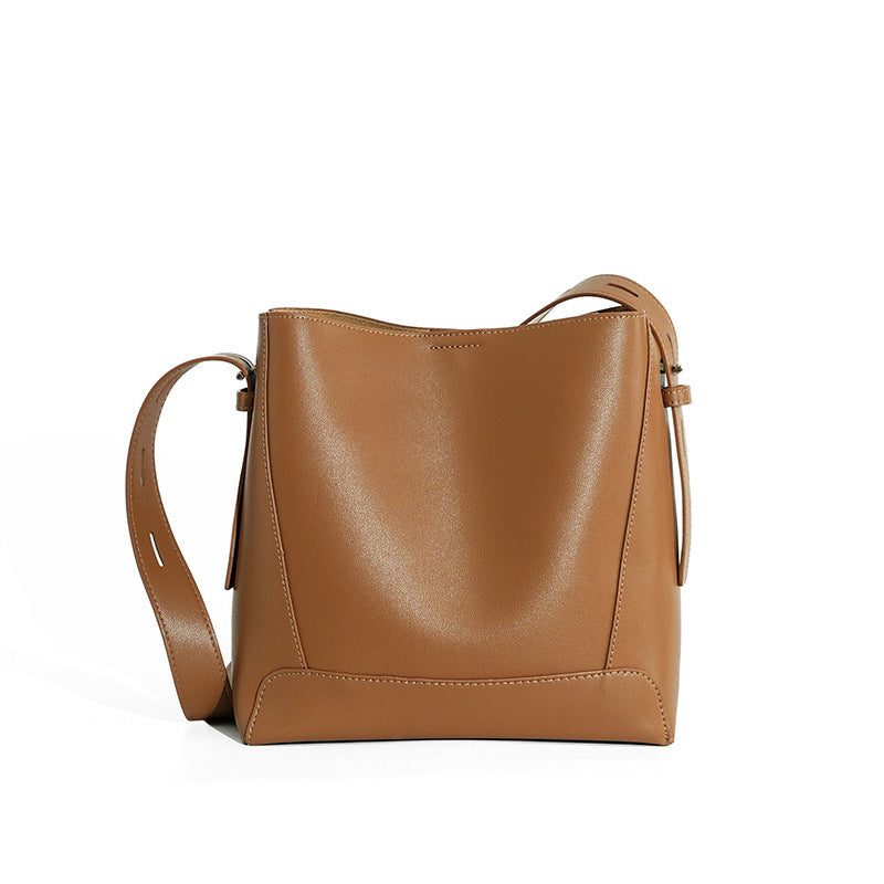Women's Large-capacity Commute Office Leather Workwear Bucket Bag Drawstring Shoulder Purse Hobo for Everyday Use Travel Premium Versatile
