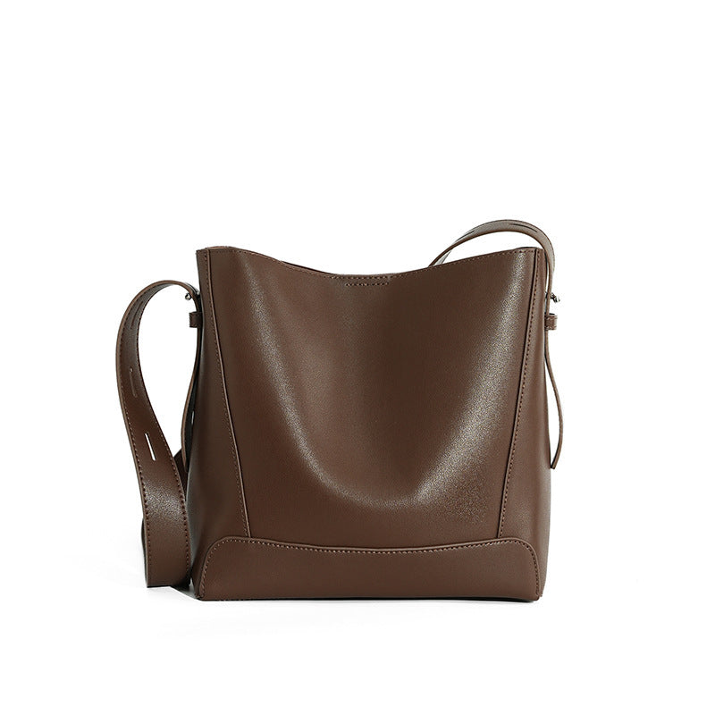 Women's Large-capacity Commute Office Leather Workwear Bucket Bag Drawstring Shoulder Purse Hobo for Everyday Use Travel Premium Versatile