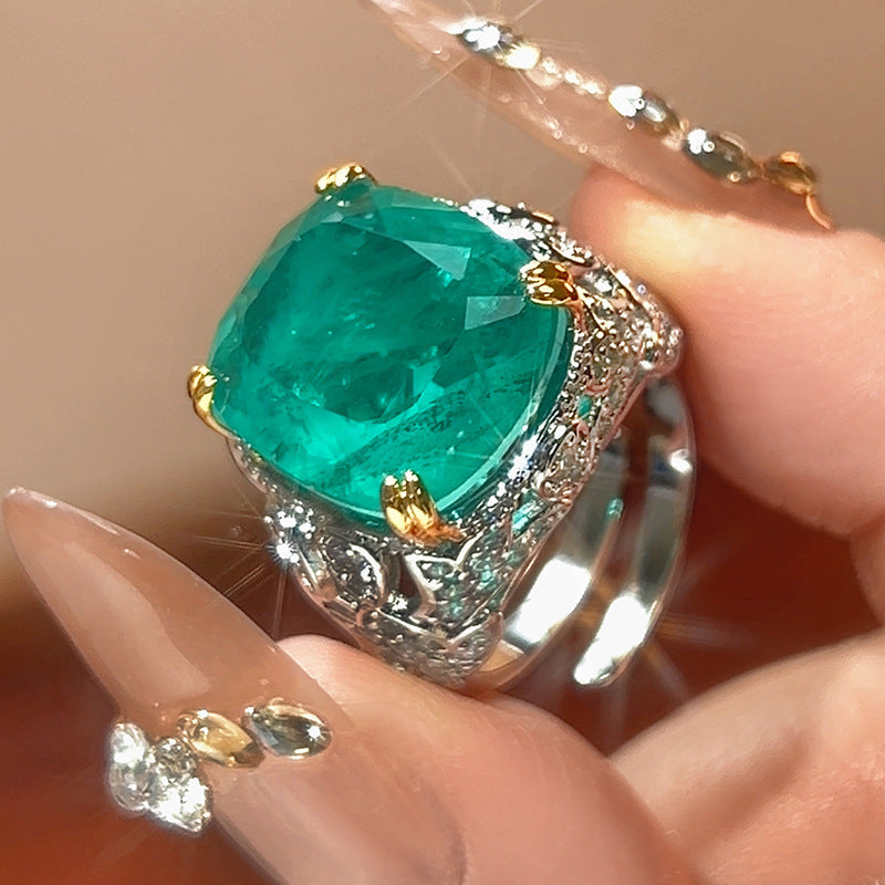 Green cubic zirconia ring by Yoshan