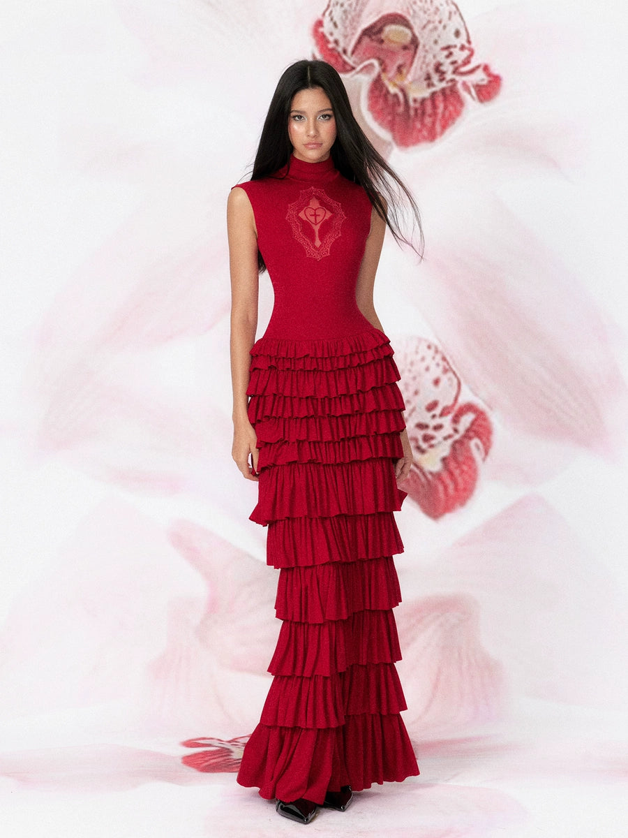 Women's Mock Neck Cake Lace Slim-fit Cutout Dress Party Evening Outfit Day for Office Wedding Guest Date Night Slimming Business Casual Summer Travel