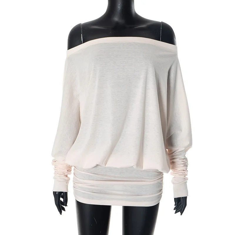 Women's Off-Shoulder Long Sleeve Asymmetric Outdoor T-Shirt Casual Tee for Date Night Streetwear Everyday Wear Summer Weekend