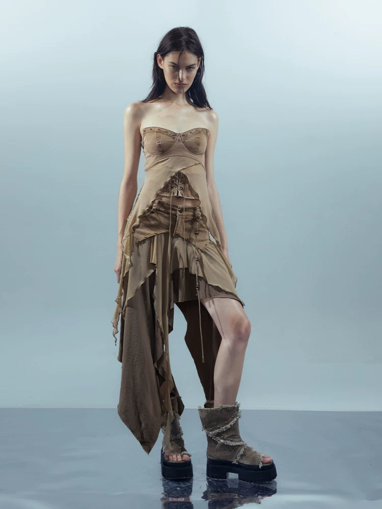 Women's Breathable Mesh Asymmetric Skirt for Summer Outfits Office Weekend Everyday Wear Date Night Holiday Party