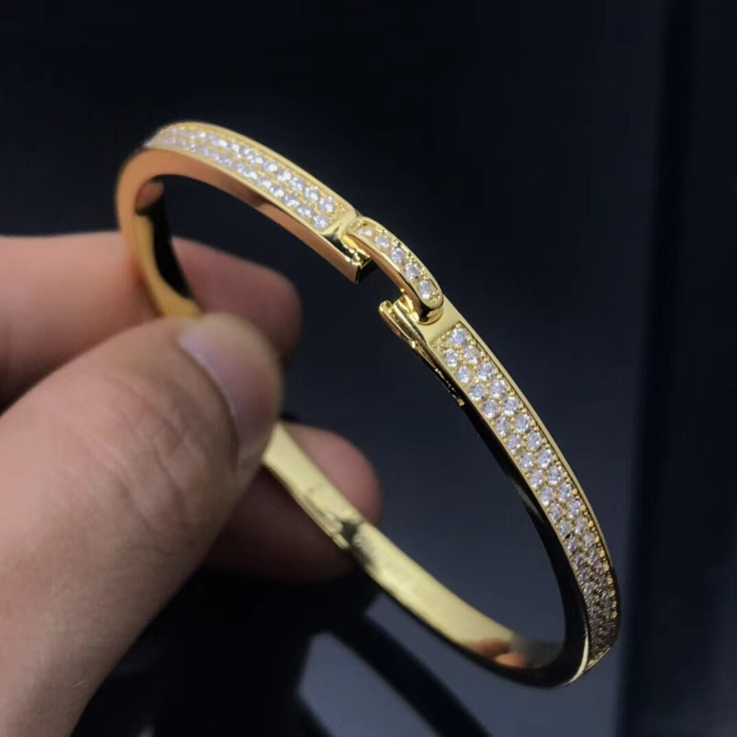 Yellow Gold cuff bracelet by Yoshan, view 2