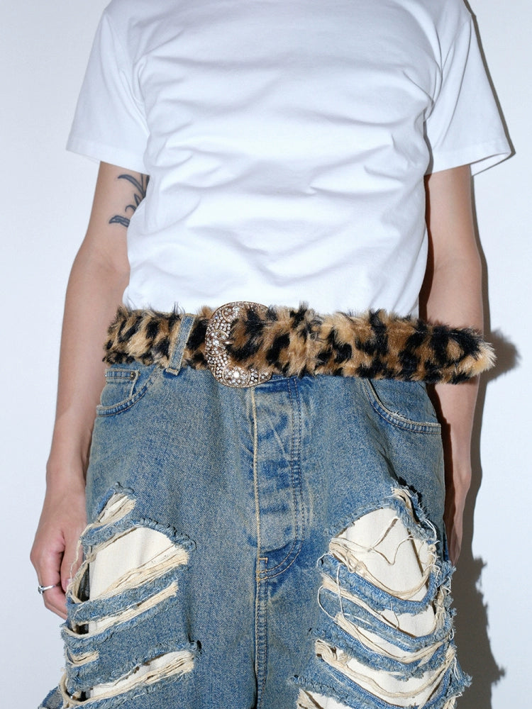 Women's Y2k Subculture Streetwear Leopard Crystal Retro Everyday Jeans Belt for Date Night Gift Party Designer Office Vacation